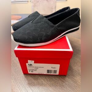 Coach Black Canvas Slip-On Flats! Only worn once.